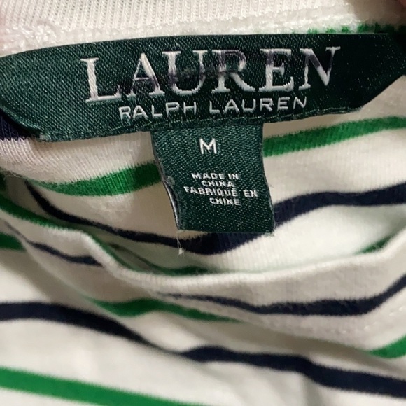 LAUREN Ralph Lauren Striped Boatneck Top Half Sleeves Women’s Size M - Picture 6 of 6